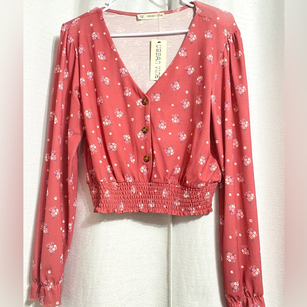 Floral Crop Top Fresh Long Sleeve